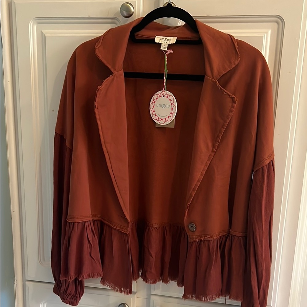 NWT Umgee Terracotta Ruffle Hem Jacket